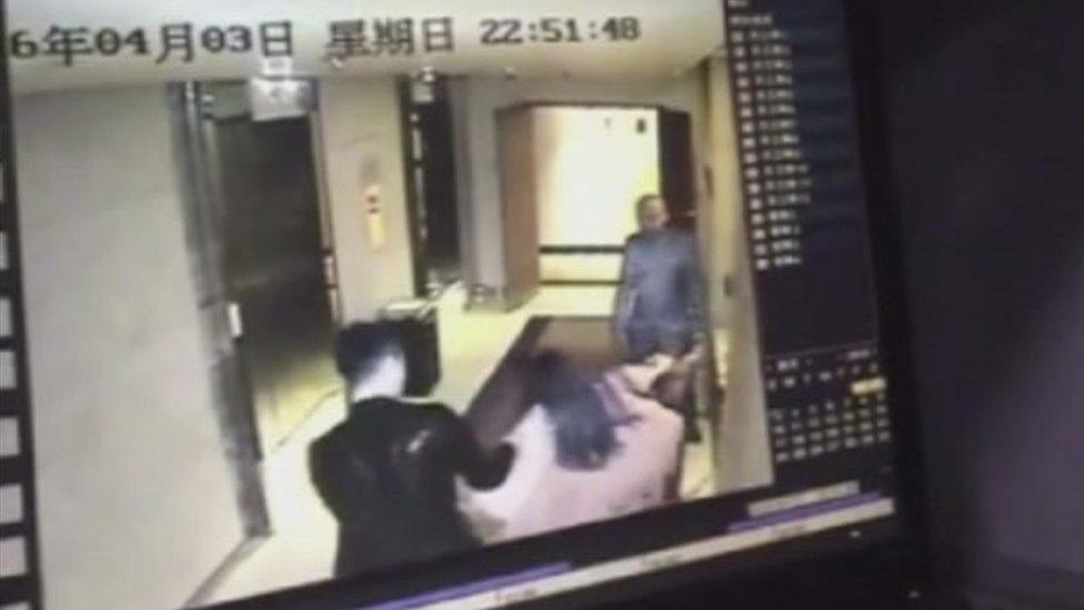 Screengrab of video uploaded to Youku by user Wanwan_2016 that appears to show a woman being assaulted in a Beijing hotel