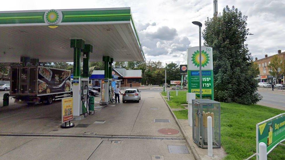 The BP petrol station in Bullsmoor Lane, Enfield