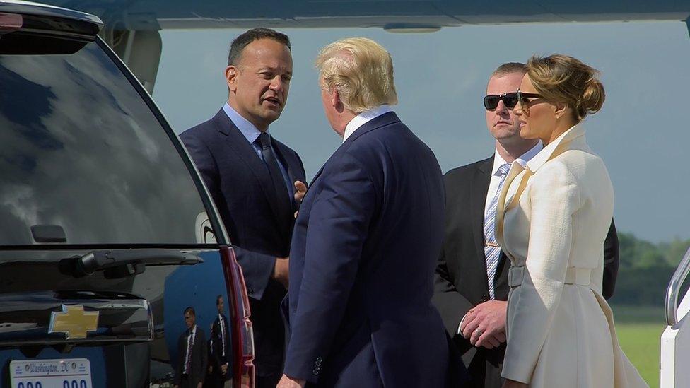 Leo Varadkar welcoming Donald and Melania Trump to Ireland