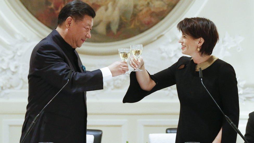 Chinese President Xi Jinping and Swiss President Doris Leuthard