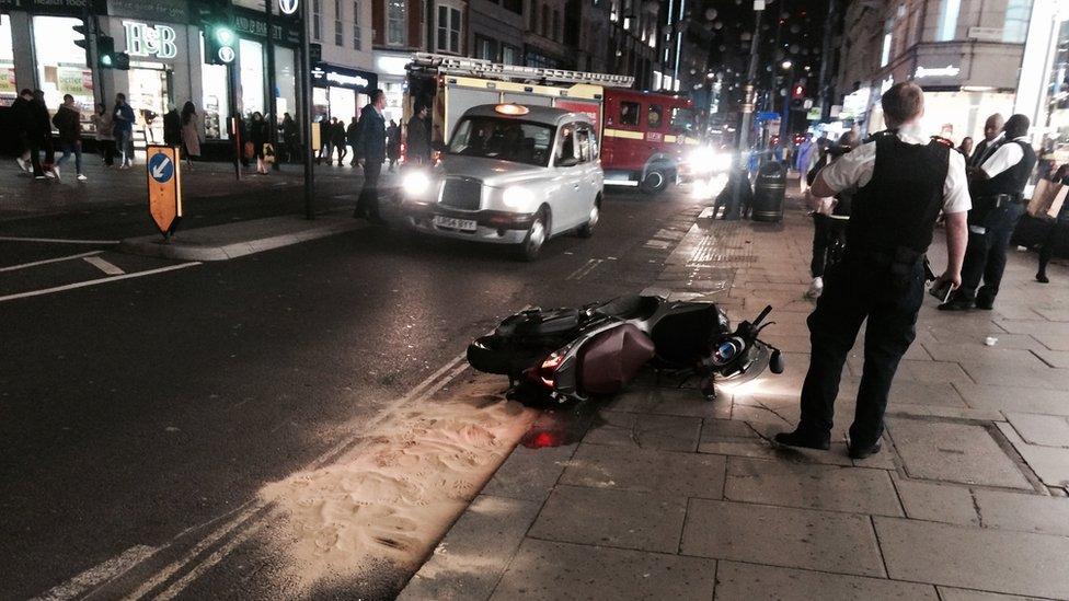 Crashed moped