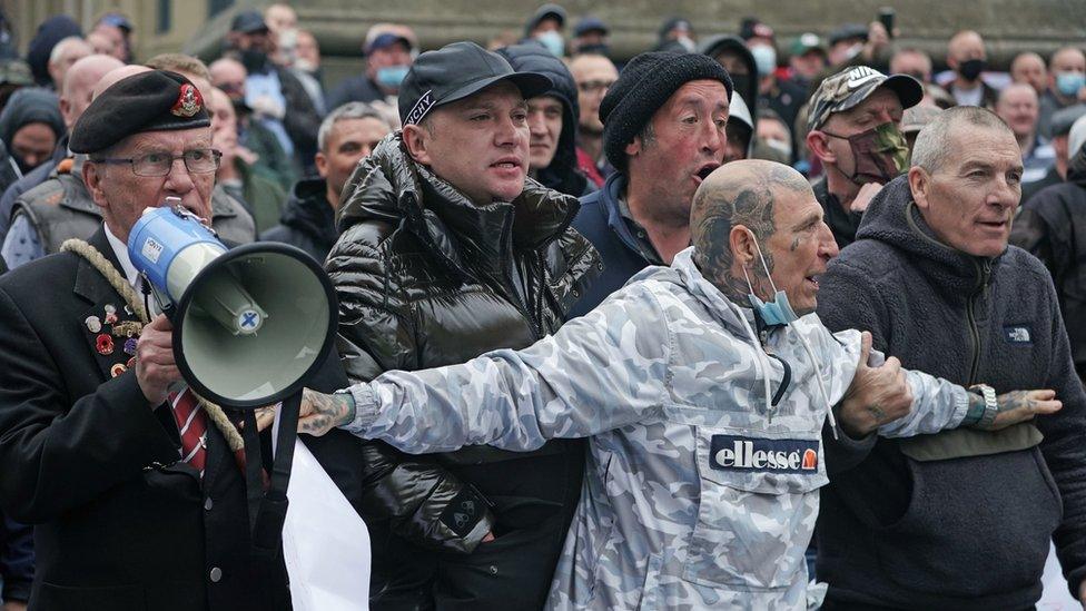 Protesters by Grey's Monument,. Newcastle