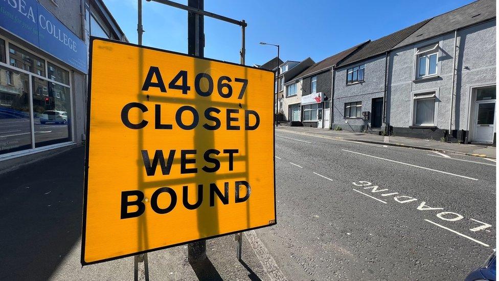 Road closure sign