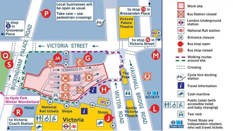 A map of the changed bus stop locations