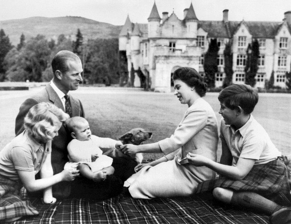 Royal family in grounds of Balmoral