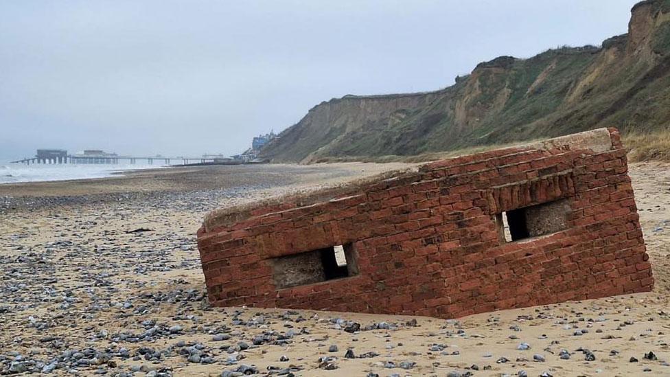 World War Two pillbox, East Runton beach, Norfolk