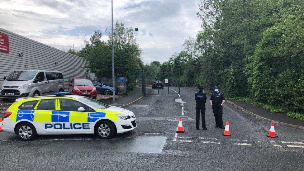 Police outside mail sorting centre