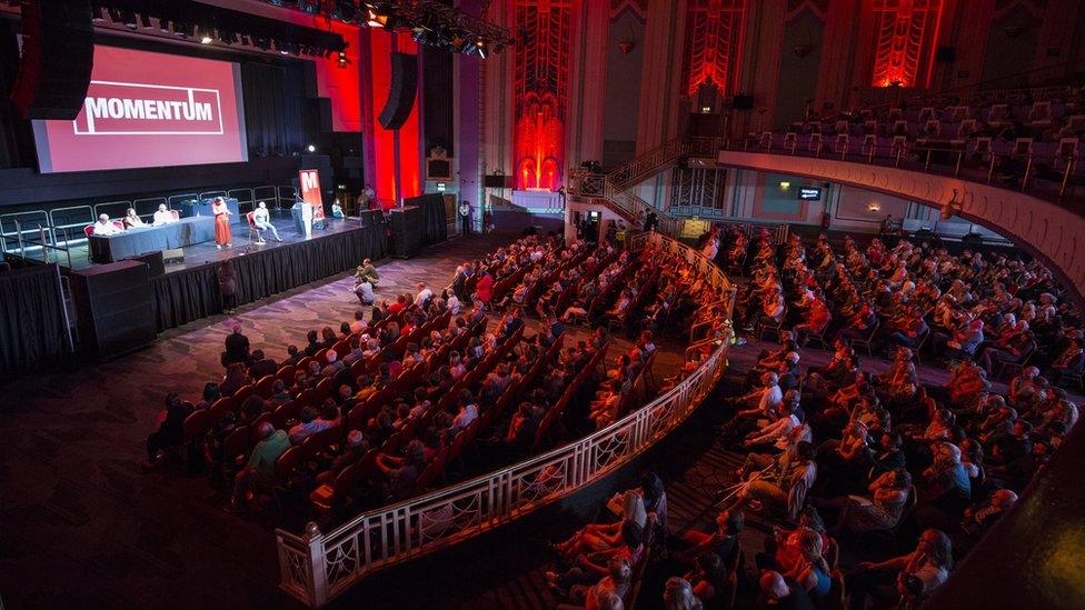 A pro-Corbyn rally by the Momentum movement