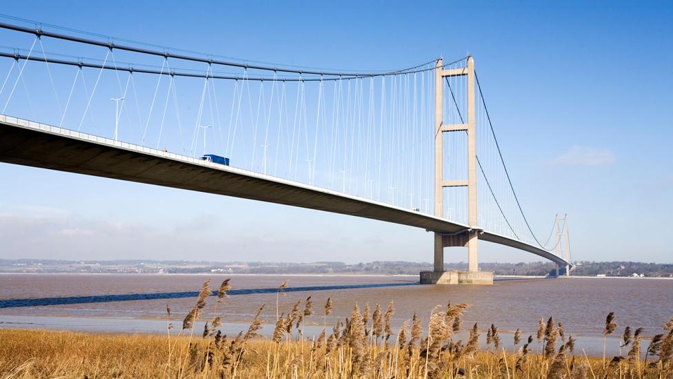 Humber Bridge looking north from Lincolnshire