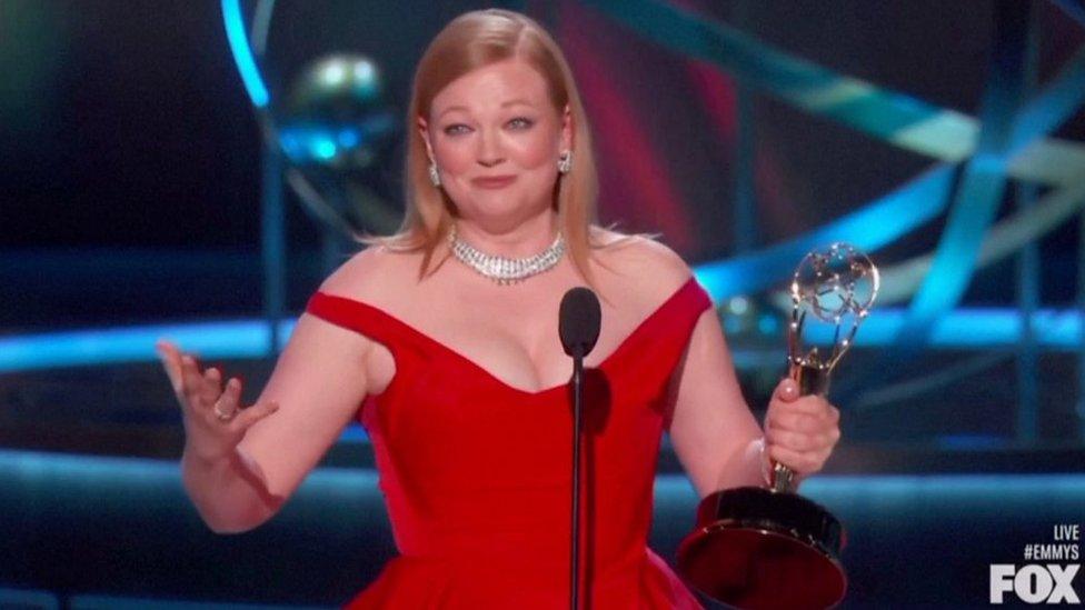 Succession actress Sarah Snook paid tribute to her unborn daughter in her acceptance speech at the Emmy Awards.