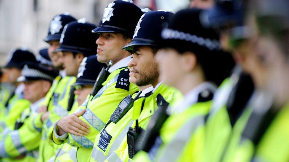 Metropolitan Police officers in a line