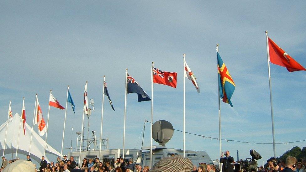 Flags at the Island Games 2003 opening ceremony