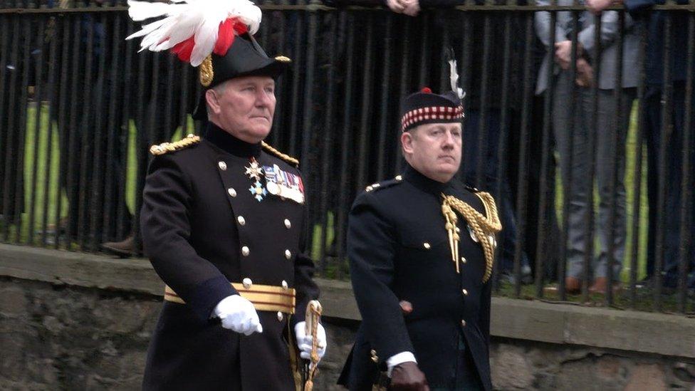 Lt Gen Cripwell and Lt Col Jordan Baker marching