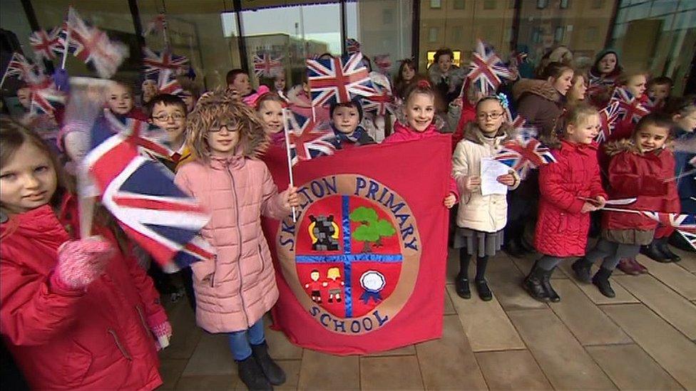 Children greet Prince Charles in Redcar