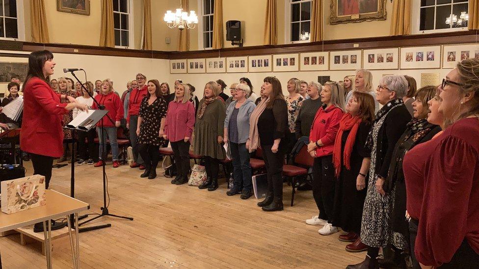 Valley Rock Voices rehearsing at Neath Town Hall