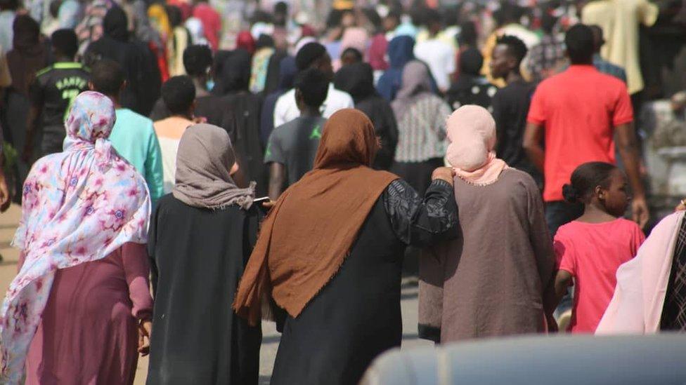 Women protest outside the military's headquarters