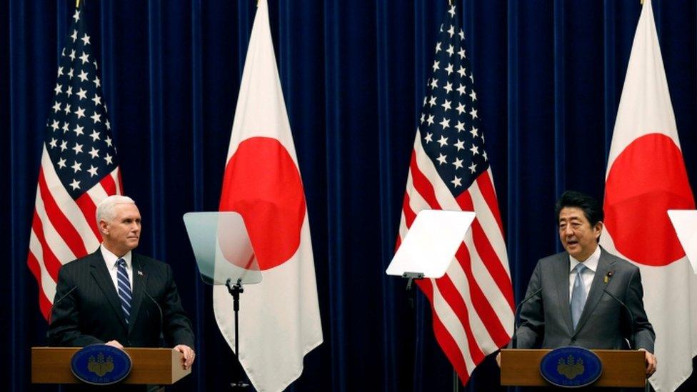 Mike Pence and Shinzo Abe in Tokyo