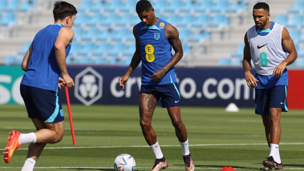 England Team in training session Qatar World Cup 2022