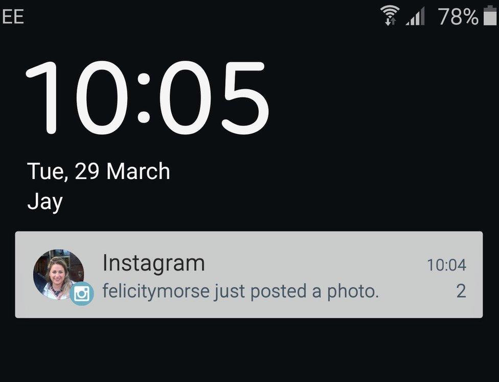 A screengrab of what it looks like when you have notifications enabled for a user on Instagram