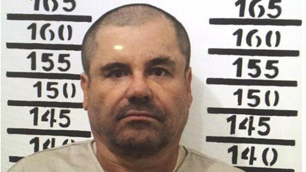 Mexico's most wanted drug lord, Joaquin "El Chapo" Guzman, stands for his prison mug shot