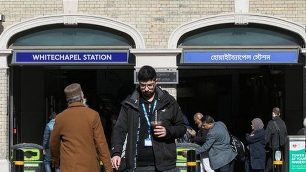 The outside of Whitechapel Tube station