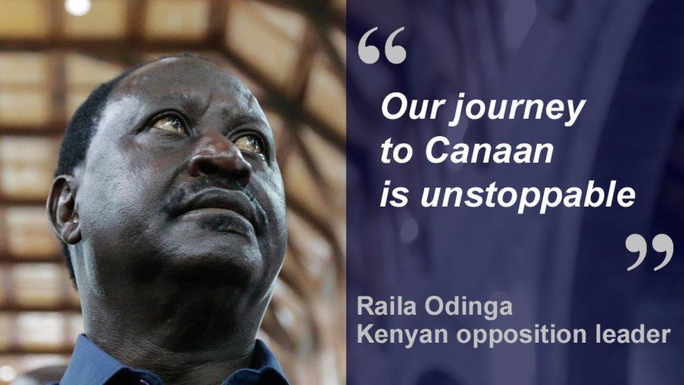 Raila Odinga quote card: "Our journey to Canaan is unstoppable"