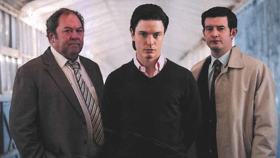 Mark Addy, Freddie Fox and Scott Reid as they appear in White House Farm