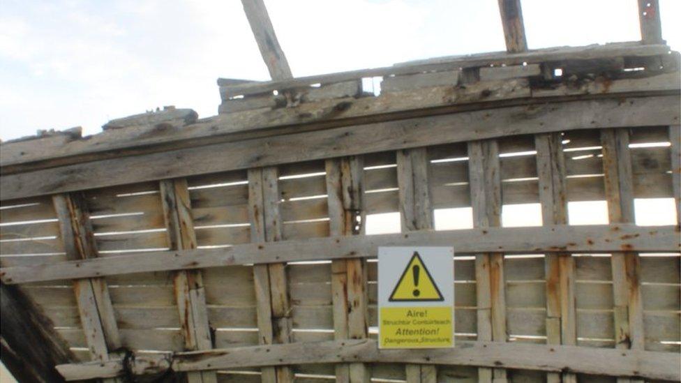 safety sign on shipwreck