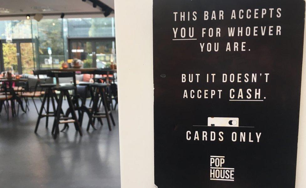 Cards only sign in Sweden's Pop House