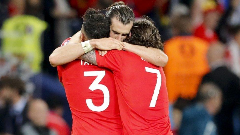 Bale celebrates with team mates