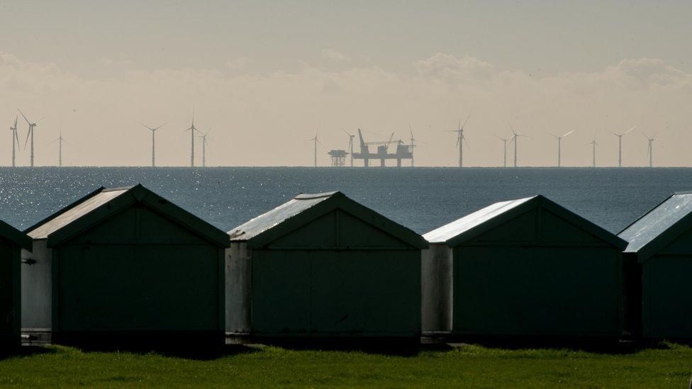 The view of the wind farm from the Sussex coast