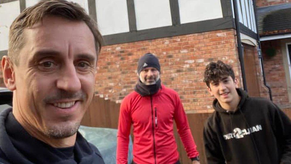 Zykiah with Gary Neville and Ryan Giggs