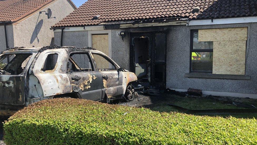 Damage at scene of arson attack