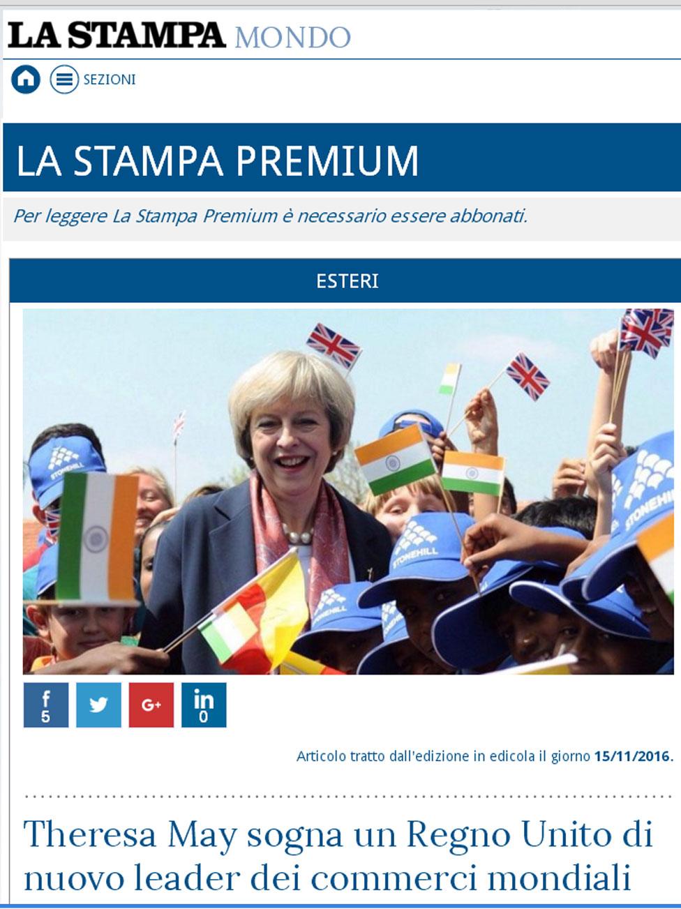 Screengrab from website La Stampa