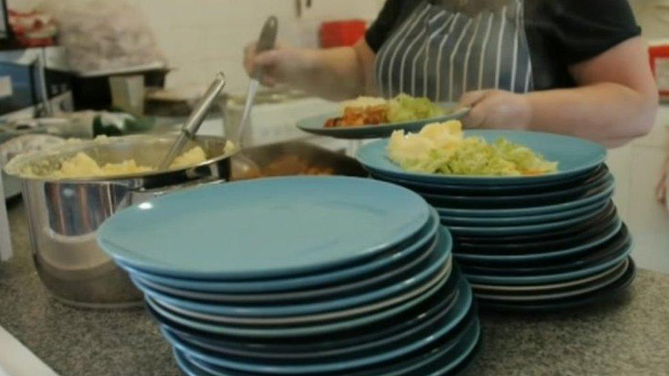 A hot lunch being served