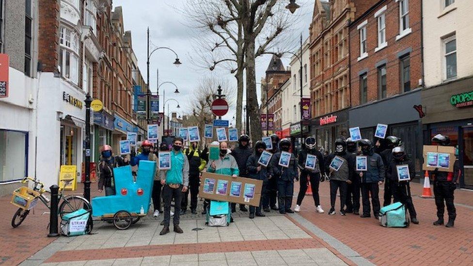 Riders held small protests around the UK on Tuesday