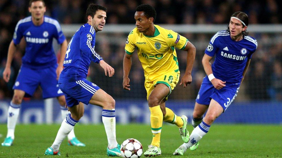 Anthony Carrillo runs with the ball in the Champions League match against Chelsea in December 2014