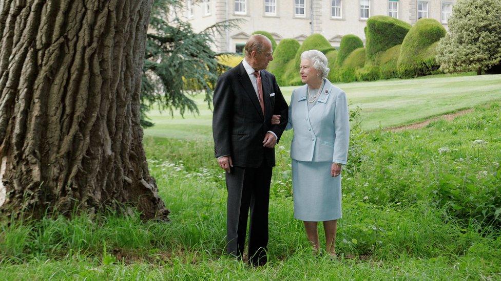 To mark their Diamond Wedding Anniversary on 20th November 2007 HM The Queen and Prince Philip, The Duke of Edinburgh re-visit Broadlands where in November 1947 they spent their wedding night