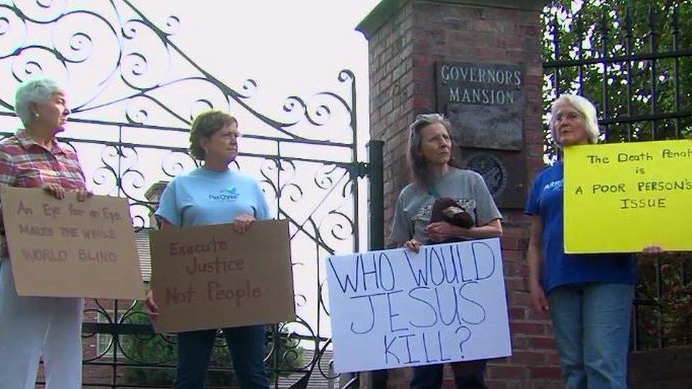 Protesters have gathered outside the governor's mansion for the last three weeks