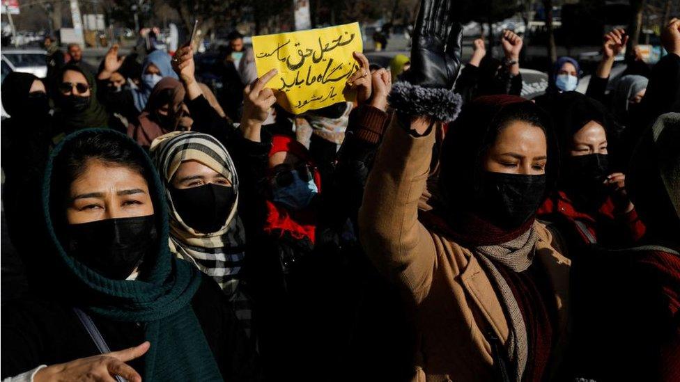 Women protesting in Kabul, Afghanistan