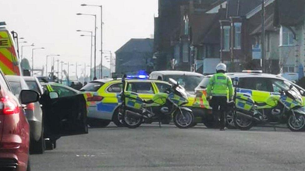 Police on North Drive, Great Yarmouth on Sunday