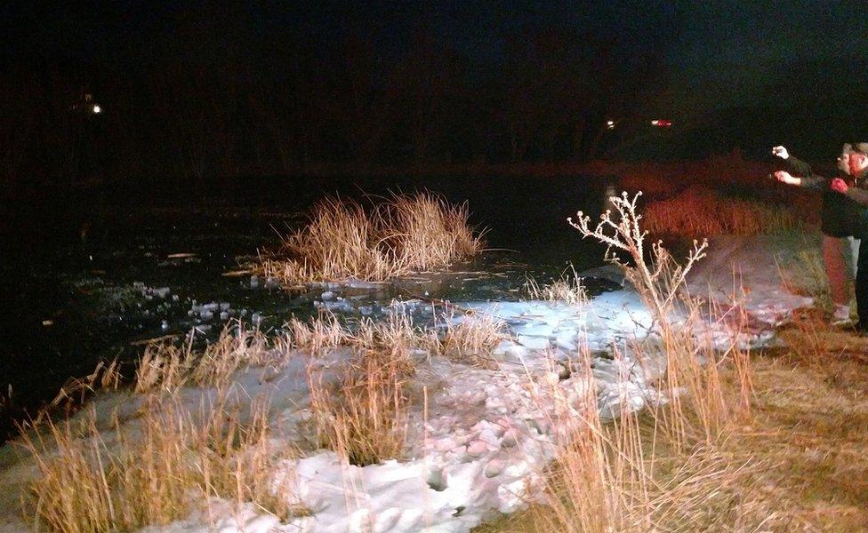 Frozen pond in New Harmony, Utah