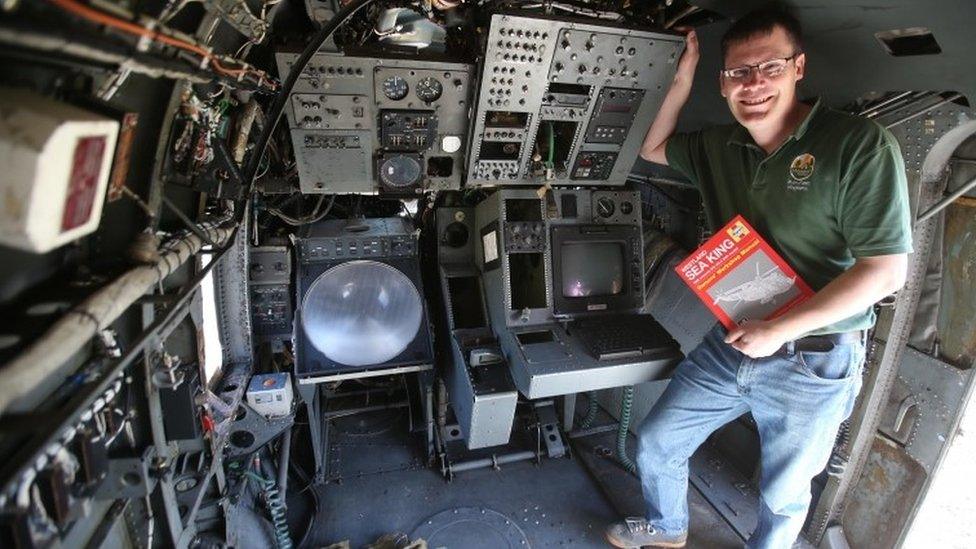 Martyn Steedman in the Sea King helicopter