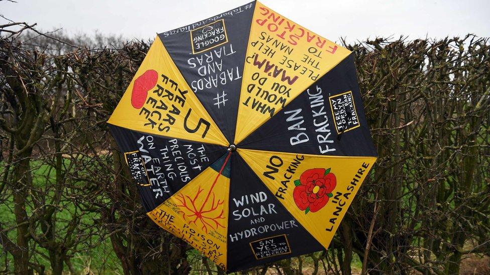 Protester's brolly