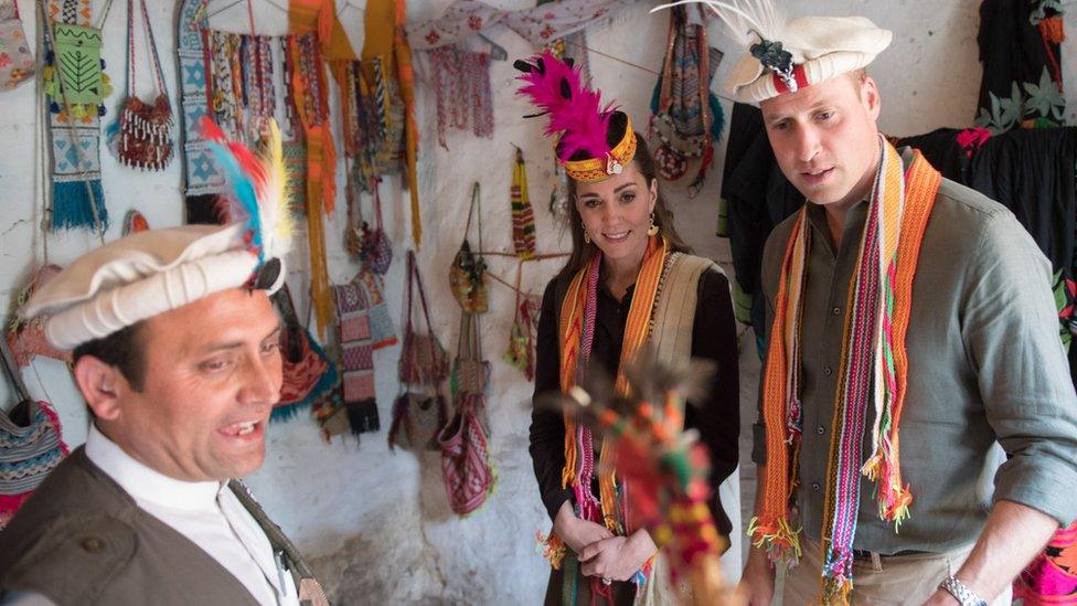 Duke and duchess of Cambridge visit a settlement of the Kalash people