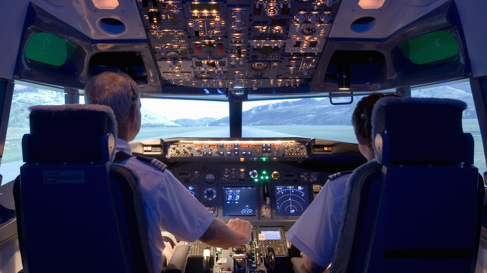 Pilots in the cockpit