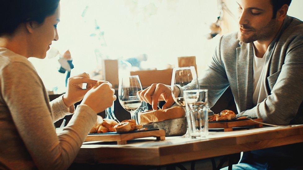 Couple eating in a restaurant