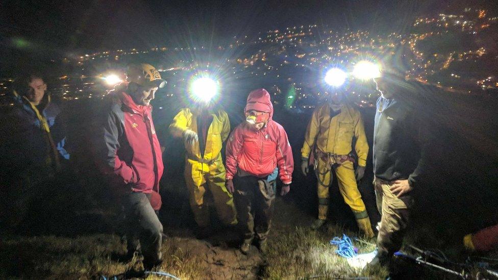 Rescuers on Mynydd James in Blaina