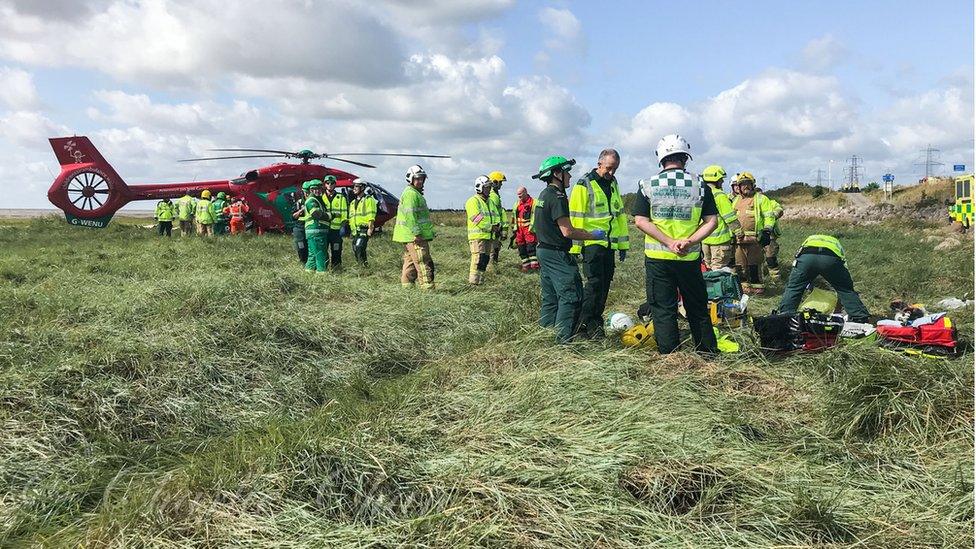 The man was taken to hospital in an air ambulance