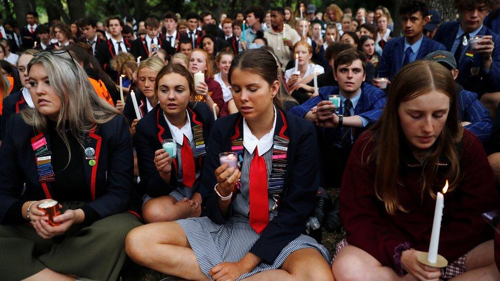 Students gather in a vigil to commemorate victims the Christchurch mosque shooting